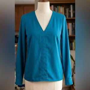 W118 by Walter Baker Teal V-Neck Long Sleeve Blouse